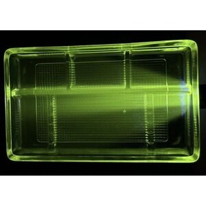 VTG Art Deco Compartment Divided UV Glow Reactive Manganese Glass Tray